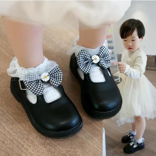 Kids Shoes Princess Girls School Shoes White Black Children Leather Party Dress Flat Little Girls Shoes Baby Casual Sneakers