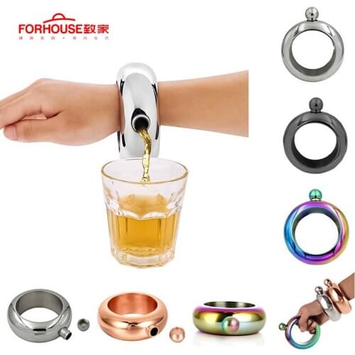 3.5oz Stainless Steel Beer Bracelet Mugs Creative with Funnel Alcohol Drink Wine Beer Hip Flask