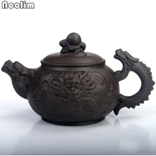 Yixing Purple Clay Household Teapot Creative Handmade Kung Fu Kettle Ceramic Embossed Dragon Tea Pot Office Drinkware