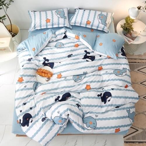 Cartoon Whale Pattern Bed Cover Set Boy Cartoon Duvet Cover Adult Child Bed Sheets And Pillowcases Comforter Bedding Set