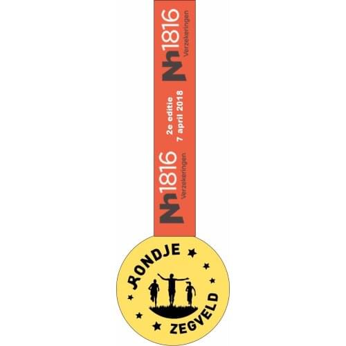 65mm custom gold plating medal with custom printing ribbon