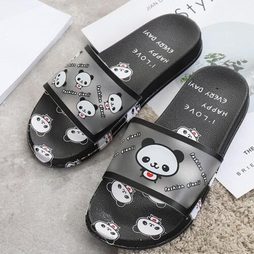 Lovely Panda clear band slippers women sandals summer cool transparent shoes for women 41 bathroom antiskid cartoon slides 2020