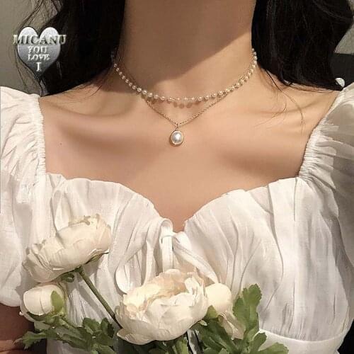 Kolye beads pearl pendant cute kpop fashion layered aesthetic colares feminino bijoux femme regalos para mujer accesorios sale