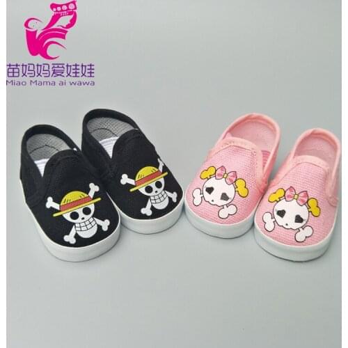 Fashion Cartoon Skeleton shoes for 43CM baby doll 18" girl Pink black dolls shoes