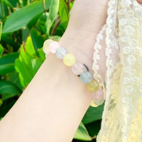 Morganite Round Beaded Bracelet Healing Crystals Morganite Bracelet Crystal Jewelry Women Men Friend Birthday Gift