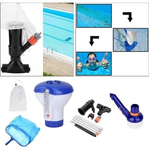 Heavy Duty Pool Cleaning Set Skimmer Net Vacuum Head Cleaning Brush Head Hot Tub Underwater Cleaning