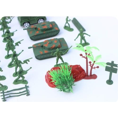52pcs Plastic Army Base Playset & 4cm Soldier Army Men Figures World War II Toy Kids Toys