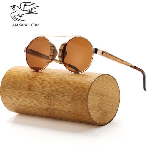 AN SWALLOW 2018 Retro Wood Grain Sunglasses Men Brand Designer Classic Bamboo Sun Glasses Women Driver Metal Oculos De Sol