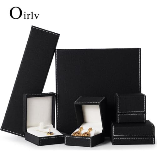 Oirlv New Car Line Leather Flannelette Jewelry Box for Ring Earring Double Ring Pendant Bracelet Long Chain Large Item Set Box