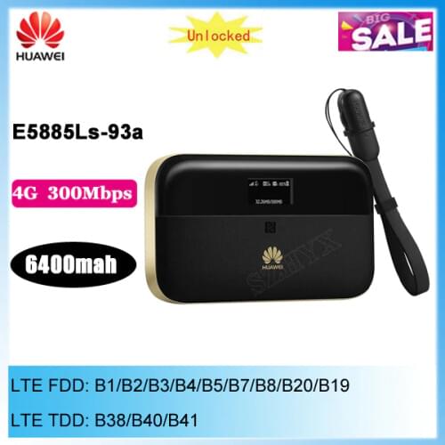 Original Huawei WiFi 2 Pro E5885 E5885Ls-93a 3G 4G LTE FDD TDD Wireless Pocket WiFi Router with Ethernet Port 6400mAh power bank