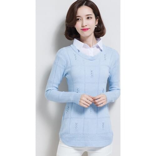 Autumn Winter Women Clothes 2020 New Knitted Pullover Sweater Women Shirt Collar Fake Two-piece Ladies sweaters Bottoming shirt