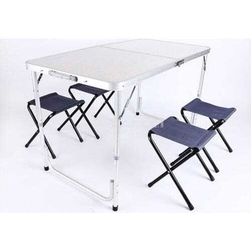 Portable Outdoor Camping Folding Table With 4PCS Stool Aluminium Alloy Ultra-light Foldable Tables Desk For Hiking Picnic 120*60