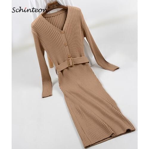 Модные трикотажные платья Schinteon China At AliExpress