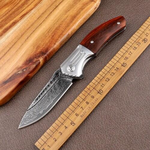 High hardness VG10 Damascus steel blade tactical outdoor pocket survival camping hunting self-defense tool gift folding knife