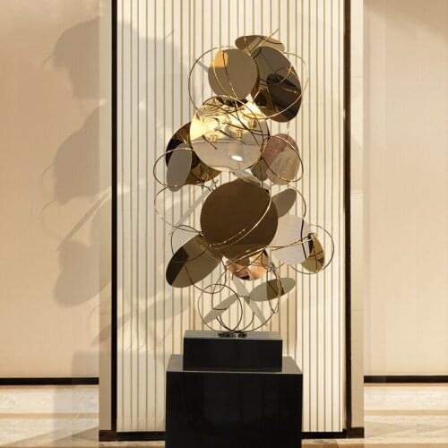 Modern Luxury Stainless Steel Floor Sculpture Decoration Art Home Livingroom Figurines Crafts Hotel Lobby Club Metal Ornaments