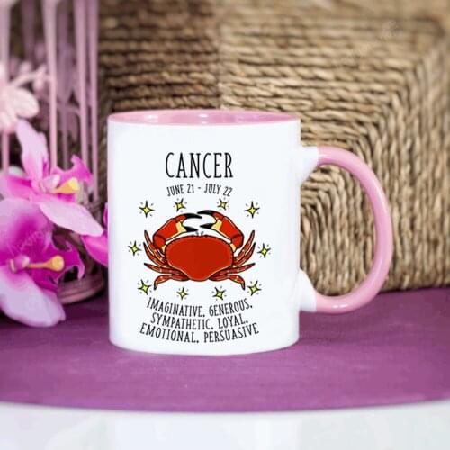 Constellation Cancer Mugs 11oz Pink Black White Ceramic Husband Wife Gift Coffee Mug Friends Birthday Milk Cup