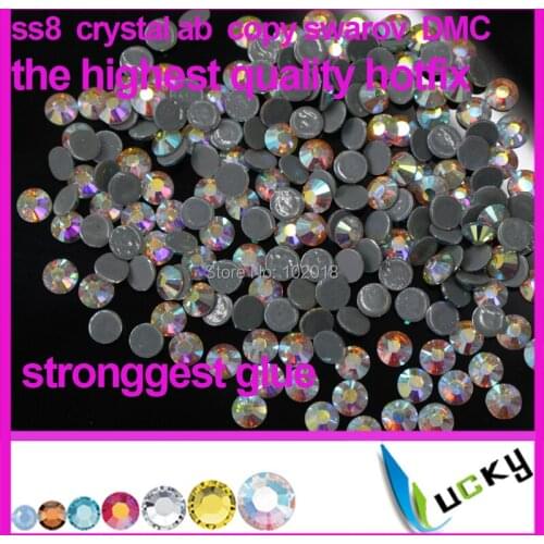 Free shipping A+ Quality hotfix rhinestone copy Swarov DMC!1440pcs ss8 Crystal AB color strass crystal for iron on transfers