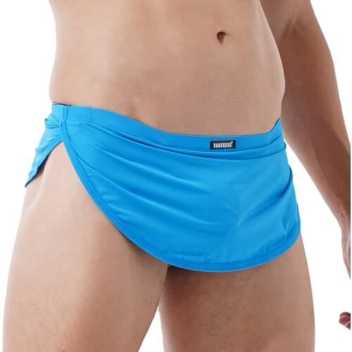 Seamless Mens Boxer Brief Plus Size Sexy Low Waist Bulge Pouch Underwear Elastic Waistband Skirted Underpants Nightwear Panties