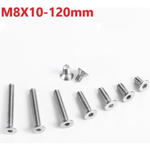 8mm 304 Stainless Steel Hexagon Socket Countersunk Flat Cap Head Screw M8x10 12 95 100 110 120mm Countersunk Socket Head Screw