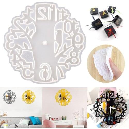 Woodpecker with Tree Wall Clock Resin Molds DIY Epoxy Resin Forest Style Bell Silicone Molds