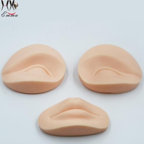 3D permanent makeup practice skin replacement parts 2 Eyes and 1 lips training mannequin head for eyelash &Tattoo makeup pract