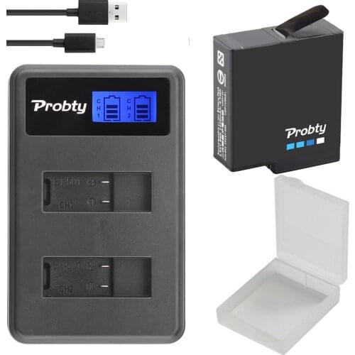 1Pcs AHDBT-501 AHDBT501 Hero5 Hero6 Battery + USB LCD Dual Port Charger For GoPro Hero 5 6 Camera Accessories 1220mAh