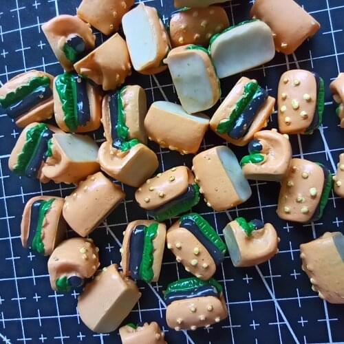 1pcs/lot resin ham hamburger 13mm Cabochons Jewelry Fit Mobile Phone Hairpin Headwear DIY Accessories B202-11