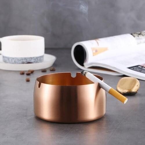 1Pc Stainless Steel High Temperature Resistant Round Shape Ash Tray Ashtray Home Desktop Ash Holder Smoking Accessories cenicero