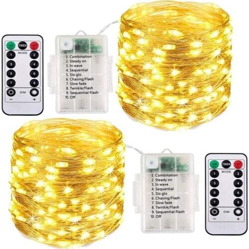 10M 100LED Outdoor Waterproof Garden String Light,8 Modes Remote Rainbow Twinkle Copper Wire Lighting