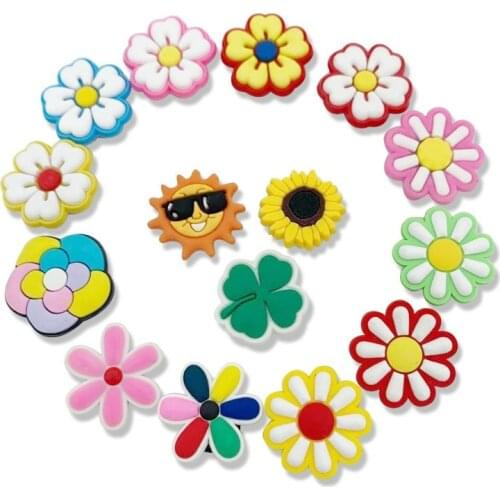10pc Decorations Flowers PVC Shoe Charms Croc jeans Sun Cute for Crocs Jibz Slippers Accessories fit Bracelet Kids Gift Designer