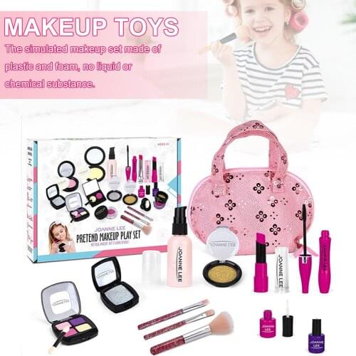 12Pcs Pretend Makeup Kit Toys Safe & Non-Toxic Kids Cosmetic First Make Up Pretend Toy Set for Little Princess Play Dress Up