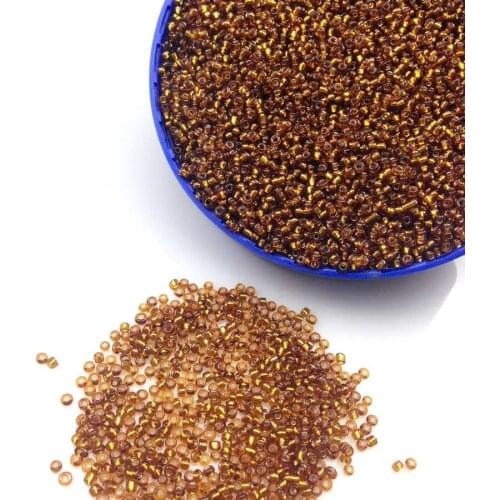 16g 1000pcs 2mm 12/0 Brown Color Silver Lined Round Loose Spacer Beads Cezch Glass Seed Bead Handmade Jewelry DIY Garment Bead