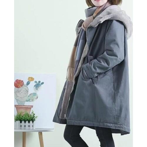 2021 Plus Size Winter Jacket New Korean Thick Velvet-Padded Coat Womens Mid-length Plus Fleece Hooded Parka Coat