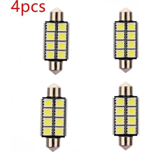 4pcs/lot 42mm 8 SMD 5050 LED Error Free License Plate Pure White Lights Reading Lamp Bulb Festoon Dome Lamp DC 12V