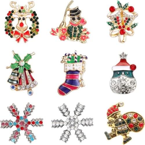 5pcs/lot Mixed Style 18mm Christmas Snap Button Jewelry Christmas Snowman Snowflake Santa Claus Snap Buttons fit Snap Bracelet