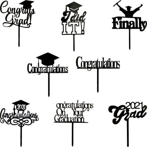 Graduation Acrylic Cake Topper Black Trencher Hat I Did It Bake Cupcake Topper To Celebrate Graduation Cake Decorations Supplies