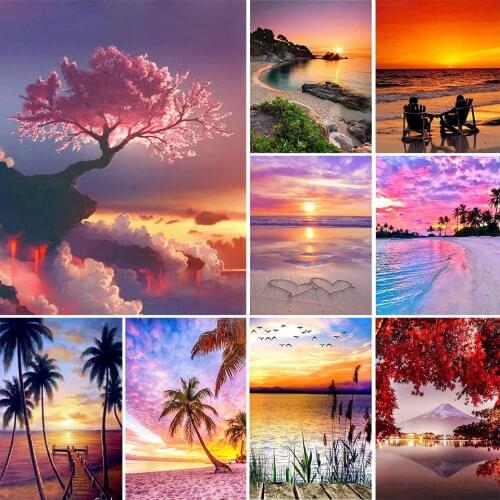DIY 5D Diamond Painting Landscape Rhinestone Cross Stitch Picture Full Diamond Embroidery Mosaic Beaded Gift Home Decoration Kit