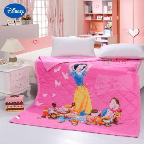 Snow White and the 7 Dwarfs Princess Quilts Comforters Twin Single Bedding Cotton Fabric Woven Disney Cartoon Girls Summer Pink