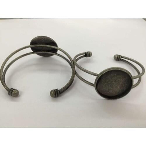 Free shipping 25mm antique silver plated Brass Bracelet base,Tray Bezel Setting ,Bracelet blank