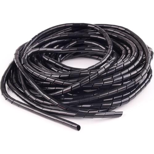 10M Black Spiral Cable Wire Tidy Wrap PC Home Cinema TV Management Organising Kit 4-50mm