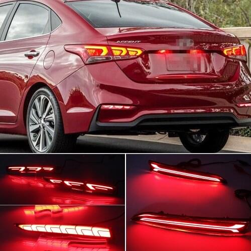 CSCSNL 2Pcs LED Rear Bumper Reflector Light For Hyundai Solaris Accent 2017 2018 2019 Tail Brake Lamp Auto Fog Light