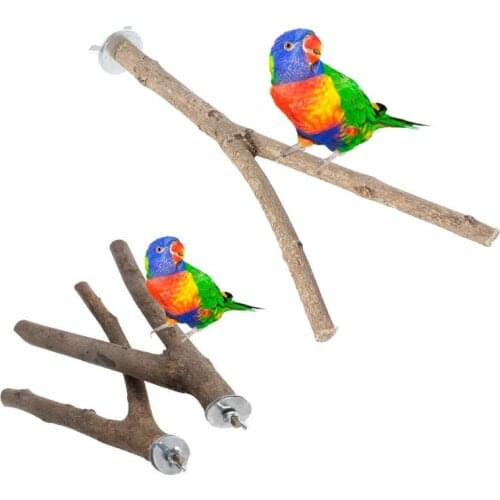 1 PC 15/20 centimeters Parrot Raw Wooden Fork Tree Stand Rack Toy Hamster Birdhouse Cage Props T3EC