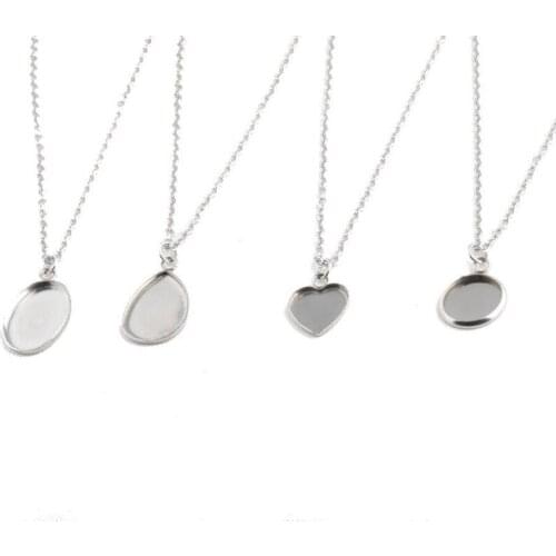 Duftgold New Geometric Stainless Steel Necklaces Simple Creative Round Oval Water-drop Heart Necklace for Women Jewelry Schmuck