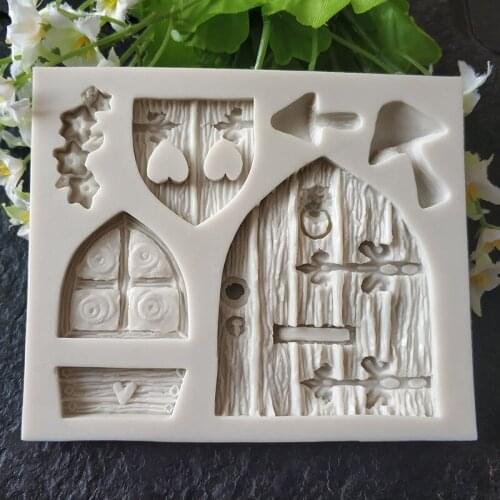 Mushroom and Wooden Door Window Shape Fondant Cake Decoration Mold Chocolate Decorating Tools