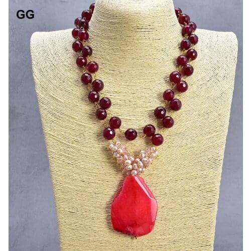 GuaiGuai Jewelry 19-20" Natural 12mm Rose Round Agate pink pearl Crystal Nugget Agate Necklace lady Jewelry