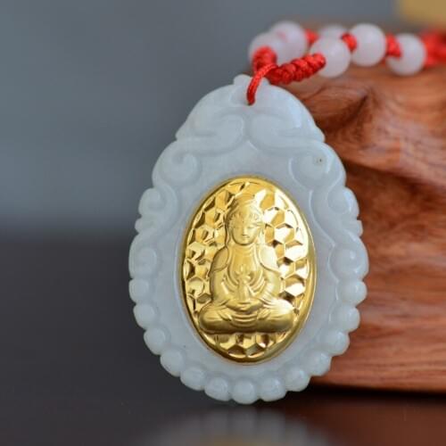 Guanyi Hetian White Jade Pendants for Men Chinese Good Luch Pendant Jade Necklace For Men High Quality
