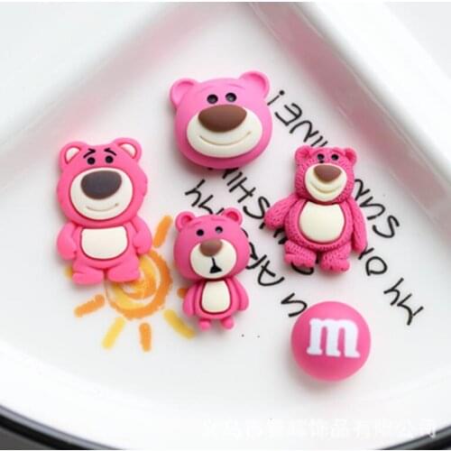 20pcs/lot Resin Cabochon Kawaii bear with m bean Flatback Scrapbooking Craft Embellishments DIY Hair Bow Accessories
