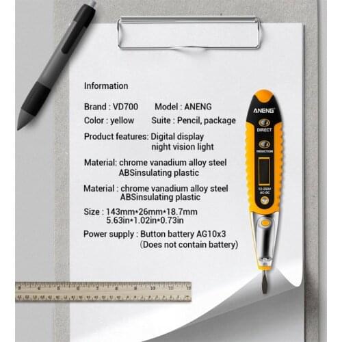 Contact Tester Pen 12-250V AC Voltage Detectors Tester Meter Volt Current Electric Test Pencil