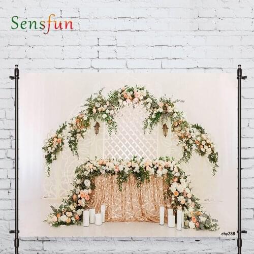 LEVOO Photophone Backdrop Wedding Leaves Flowers Romantic White Photocall Decor Fabric New Shoot Photography Backdrop