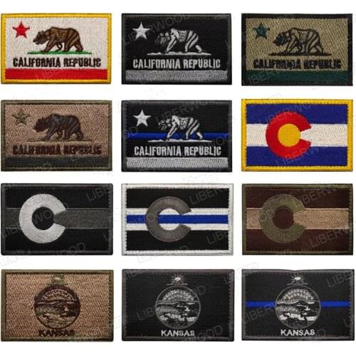 LIBERWOOD United States Kansas California Colorado state embroidered patch US USA states tactical patch applique hook loop patch